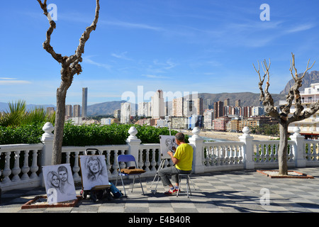 Playa de Poniente from Placa de Castelar, Old Town, Benidorm, Costa Blanca, Alicante Province, Kingdom of Spain Stock Photo