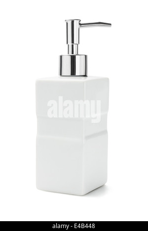 Ceramic Bottle Of Liquid Soap Dispenser On White Background Stock Photo