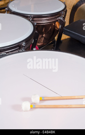 Several kettle drums shot in a recording stucio Stock Photo