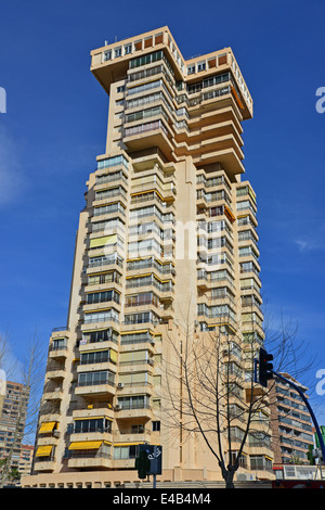 High-rise apartment building, Av del Mediterráneo, Benidorm, Costa Blanca, Alicante Province, Kingdom of Spain Stock Photo