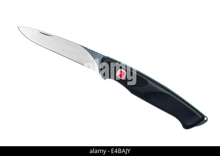 Folding knife on white background. Stock Photo