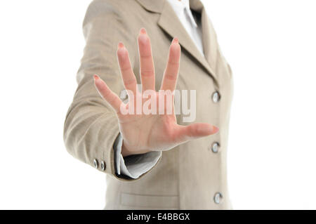 hand in suit touching something with fingers Stock Photo