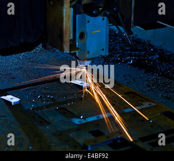 Laser cutting close up Stock Photo