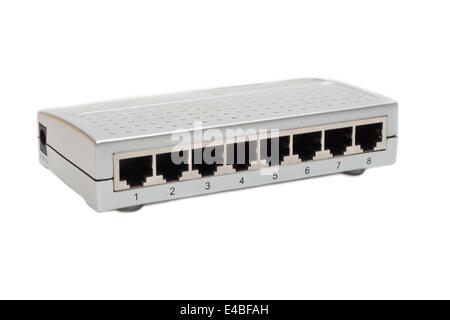 Eight port switch Stock Photo