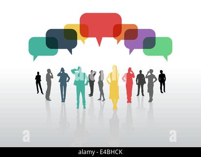 business people with speech bubbles communication vector illustration ...
