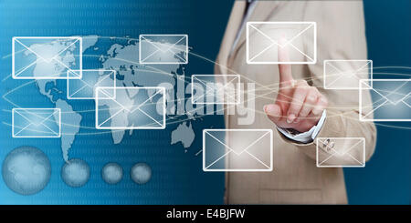 hand  touching email  with finger Stock Photo