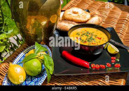 Traditional soup of red lentils - Kirmizi Mercimek Corbasi Stock Photo