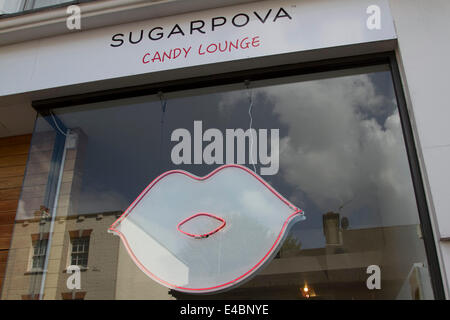 Wimbledon London, UK. 8th July, 2014. The Sugarpova pop up sweet shop by Maria Sharapova  which was opened only during the 2014 Wimbledon tennis championships closes Credit:  amer ghazzal/Alamy Live News Stock Photo