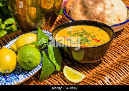 Traditional soup of red lentils - Kirmizi Mercimek Corbasi Stock Photo