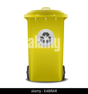 yellow recycling bin Stock Photo