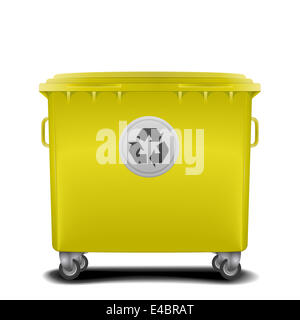 yellow recycling bin Stock Photo