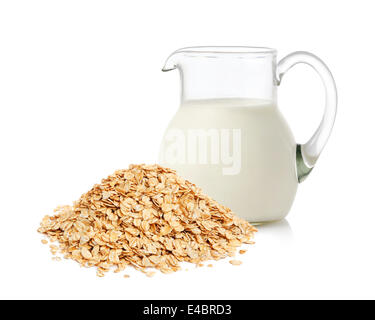 Oat flakes and milk Stock Photo