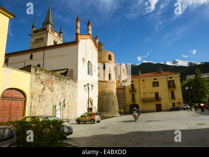 Daytime view of the Piazza Savoia, Susa, Piedmont, Italy. Stock Photo