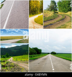 country roads in different seasons Stock Photo