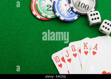 winning combination in a poker Royal Flush Stock Photo