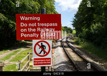 Steam train at Greenway Halt, Greenway Halt, trespass on platforms, station concourse, trespass on railway lines, Stock Photo