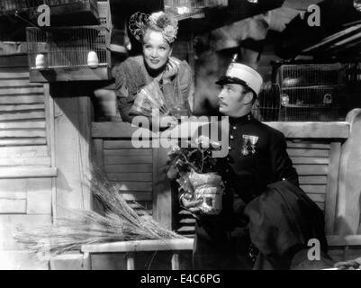 Marlene Dietrich, Lionel Atwill, on-set of the Film, 'The Devil is a Woman', 1935 Stock Photo