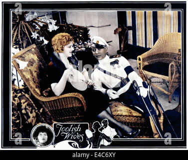 Miss DuPont, Erich von Stroheim, on-set of the Silent Film, 'Foolish Wives', 1922 Stock Photo
