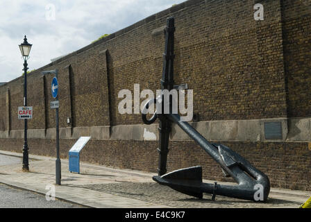 Sheerness, Bluetown old port wall with anchor. Isle of Sheppey Kent UK. HOMER SYKES Stock Photo
