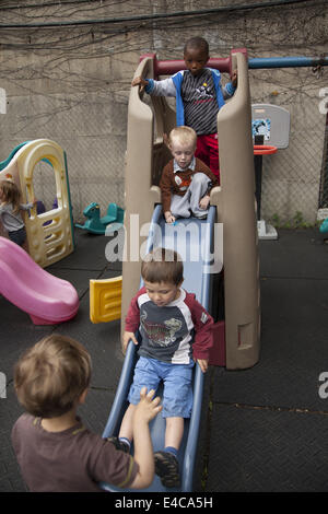 'Smart Kids Are Us' nursery school and early learning center in Kensington, a multicultural neighborhood in Brooklyn, NY. Stock Photo