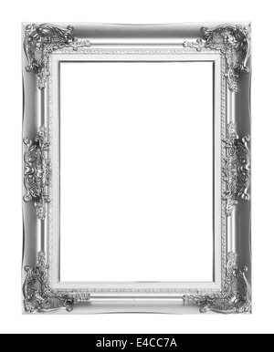 Silver picture frame isolated on white background Stock Photo - Alamy
