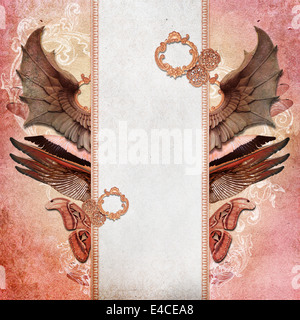 Vintage background with dragon wings Stock Photo