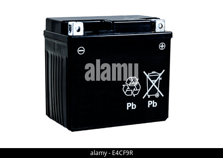 Motorcycle battery isolated on white background with clipping path Stock Photo