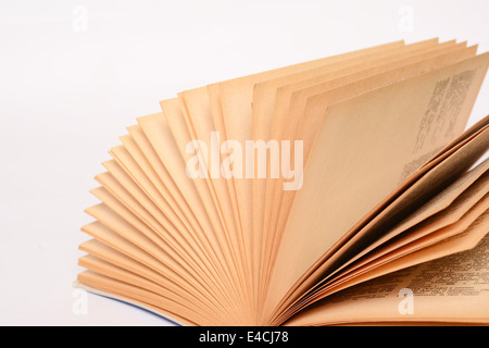 Old open book on white background Stock Photo