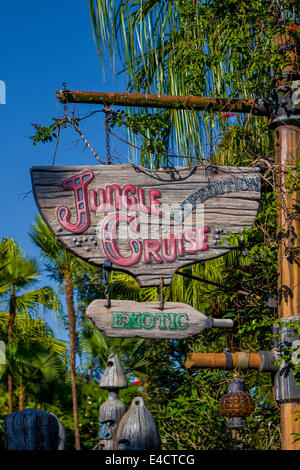 Jungle Cruise Expedition sign at Walt Disney World Theme Park in Orlando Florida USA Stock Photo