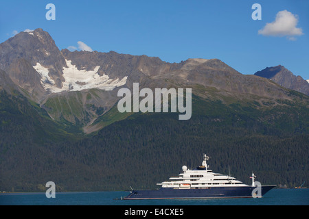 The yacht Octopus owned by Paul Allen, in Resurrection Bay, Seward, Alaska. Stock Photo