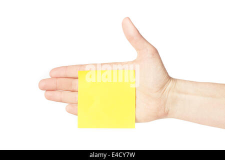 Sticky note on hand Stock Photo