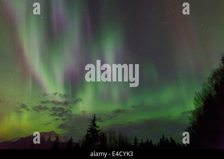 Aurora borealis over Resurrection Bay, Seward, Alaska. Stock Photo