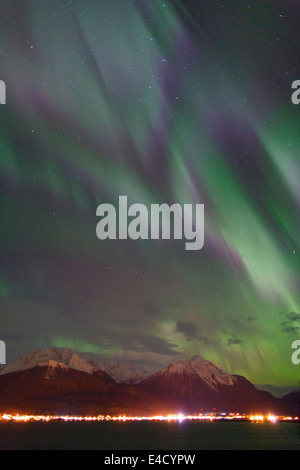 Aurora borealis over Resurrection Bay, Seward, Alaska Stock Photo