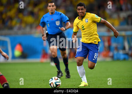 Belo Horizonte, Brazil. 8th July, 2014. Paulinho (BRA) Football/Soccer : FIFA World Cup 2014 semi-finals match between Brazil 1-7 Germany at Mineirao stadium in Belo Horizonte, Brazil . Credit:  FAR EAST PRESS/AFLO/Alamy Live News Stock Photo