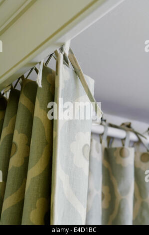Detail of Soundness by Veere Greeney fabric used as fourposter bed curtains Stock Photo