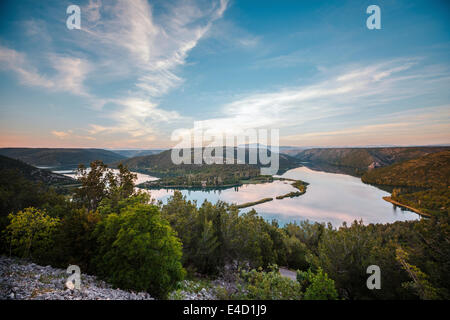 Overlooking river in Krka National Park, Croatia Stock Photo
