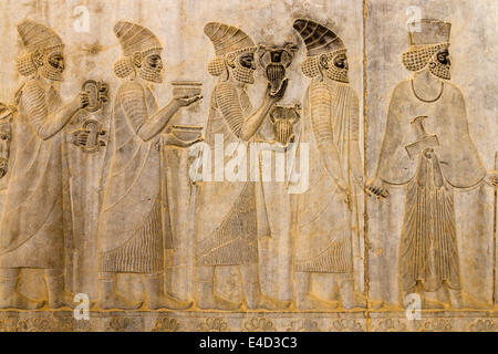 Relief of the Apadana, Persepolis, Fars, Iran Stock Photo