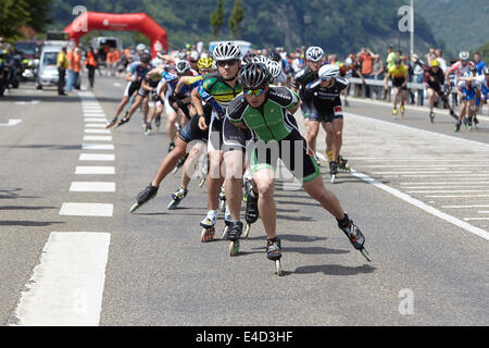 Speed skating, Middle Rhine Marathon 2014, Koblenz, Rhineland-Palatinate, Germany Stock Photo