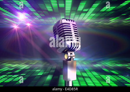 Composite image of retro chrome microphone Stock Photo