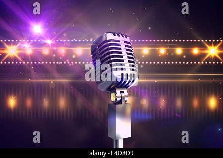 Composite image of retro chrome microphone Stock Photo