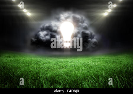 Composite image of light bulb in grey cloud Stock Photo