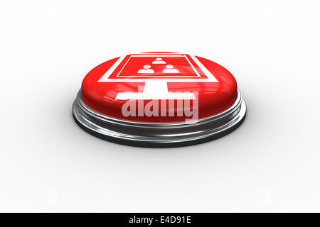Composite image of social media on computer screen graphic on button Stock Photo
