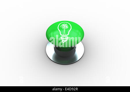 Composite image of light bulb graphic on button Stock Photo