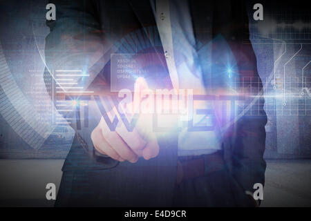 Businessman presenting the word tweet Stock Photo