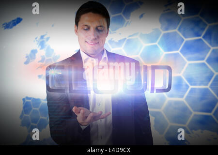 Businessman presenting the word cloud Stock Photo