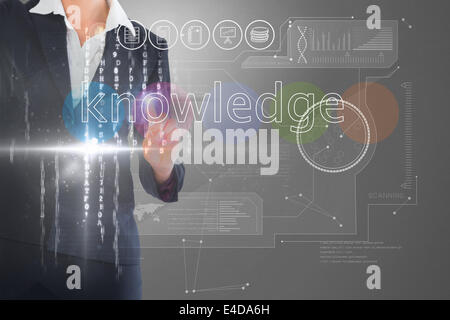 Businesswoman touching the word knowledge on interface Stock Photo