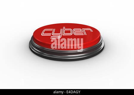 The word cyber against digitally generated red push button Stock Photo ...