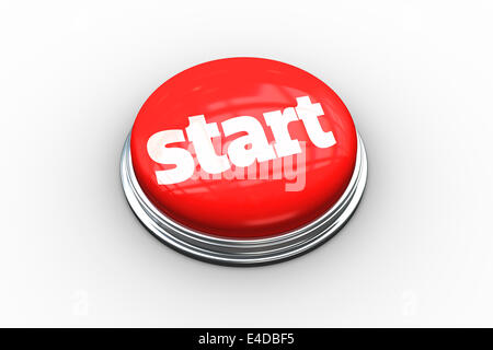 Start on digitally generated red push button Stock Photo