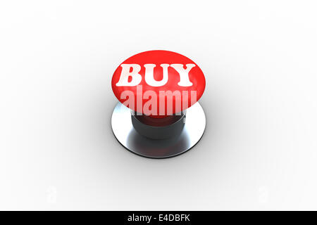Buy on digitally generated red push button Stock Photo