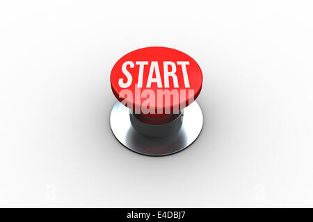 Start on digitally generated red push button Stock Photo